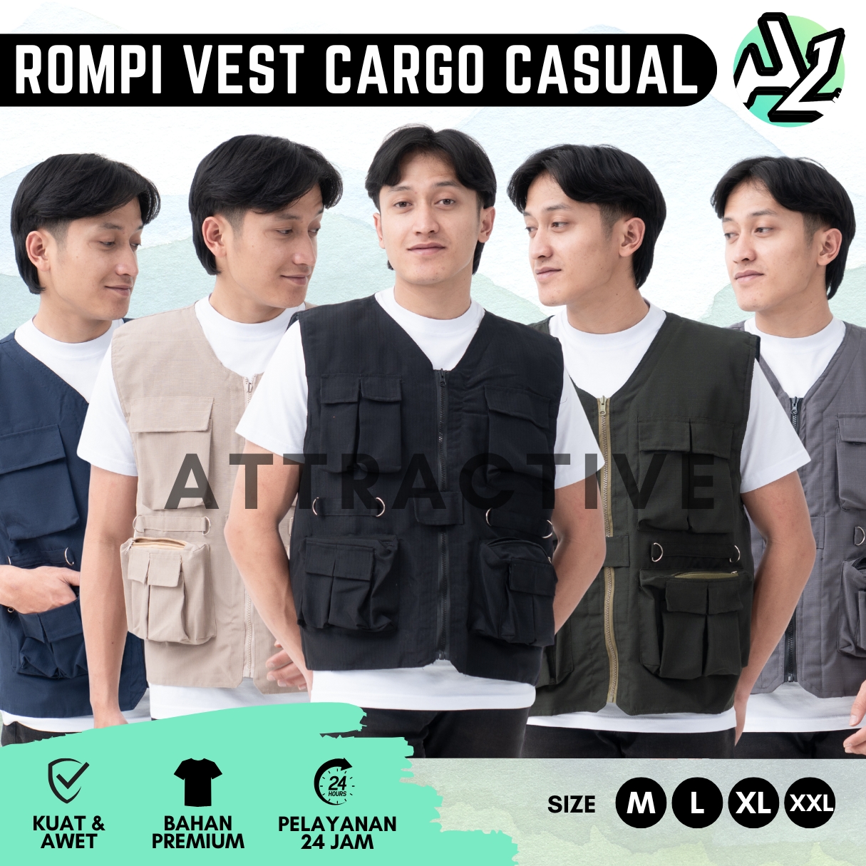 Rompi Vest Cargo Tactical Lapangan Touring Daily Casual Bisa Grosir/Partai Cod