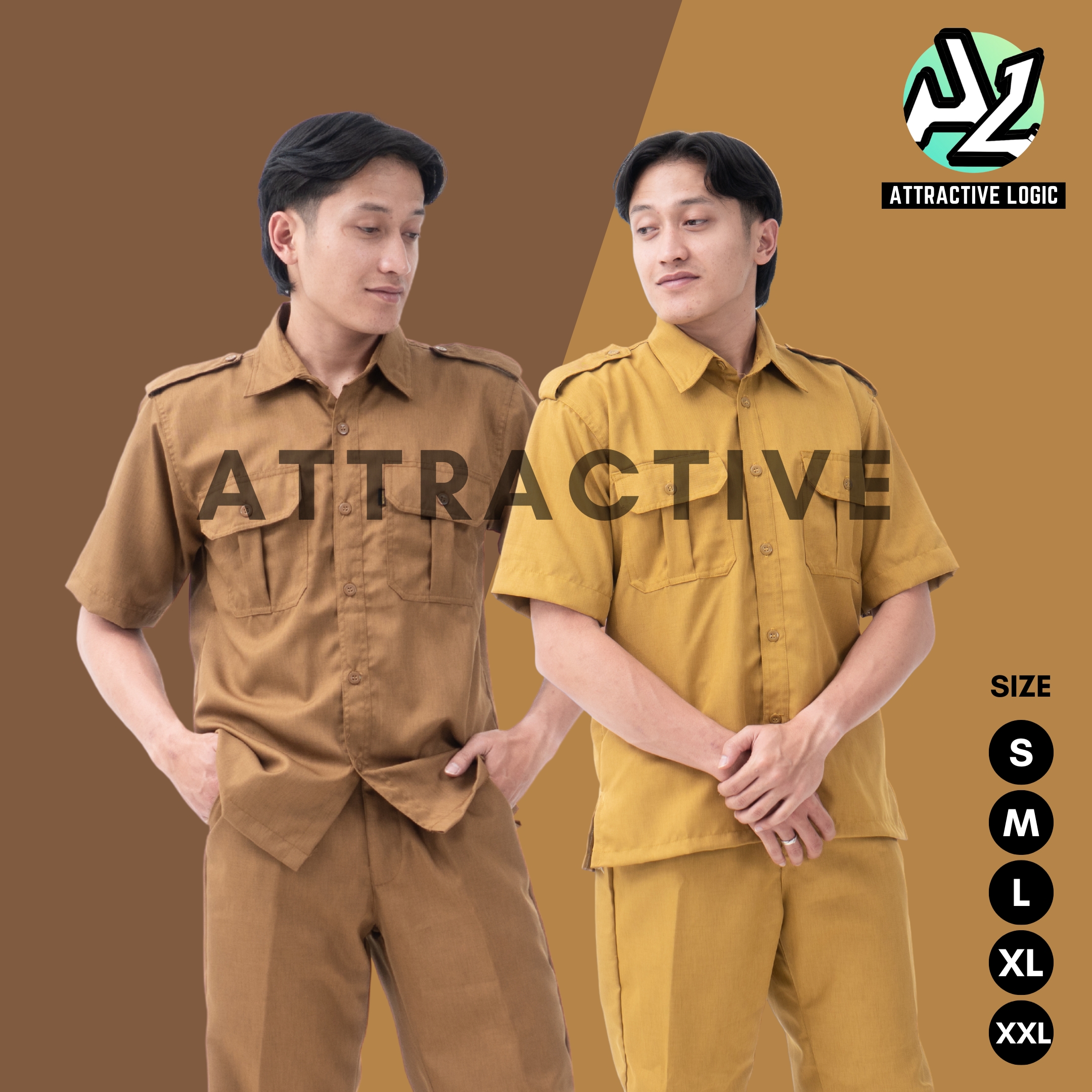 SERAGAM PNS PEMDA DINAS GURU WARNA KHAKI MUDA KHAKI TUA PRIA LENGAN PENDEK LENGAN PANJANG PREMIUM