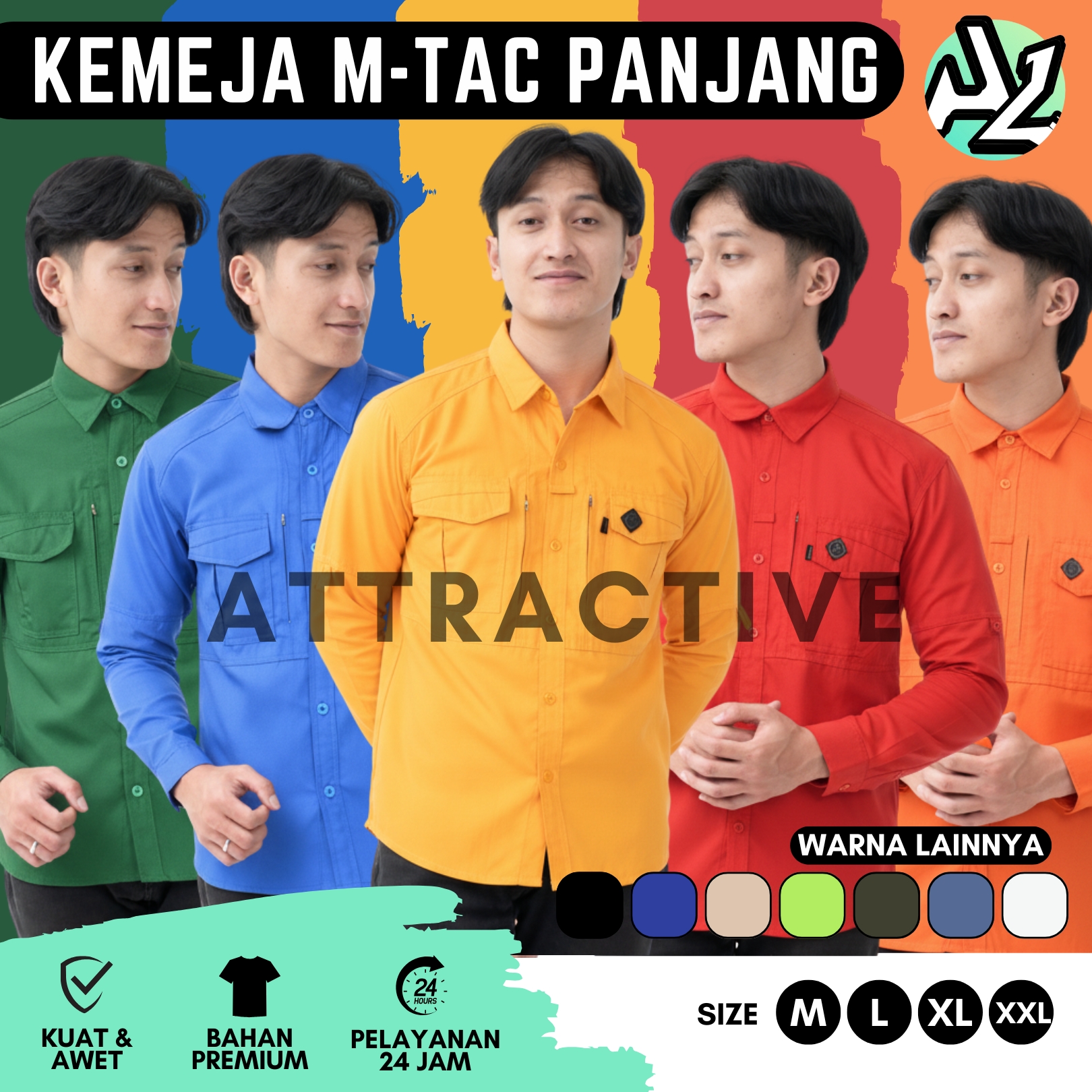 BAJU KEMEJA KERJA LAPANGAN M TAC LENGAN PANJANG
