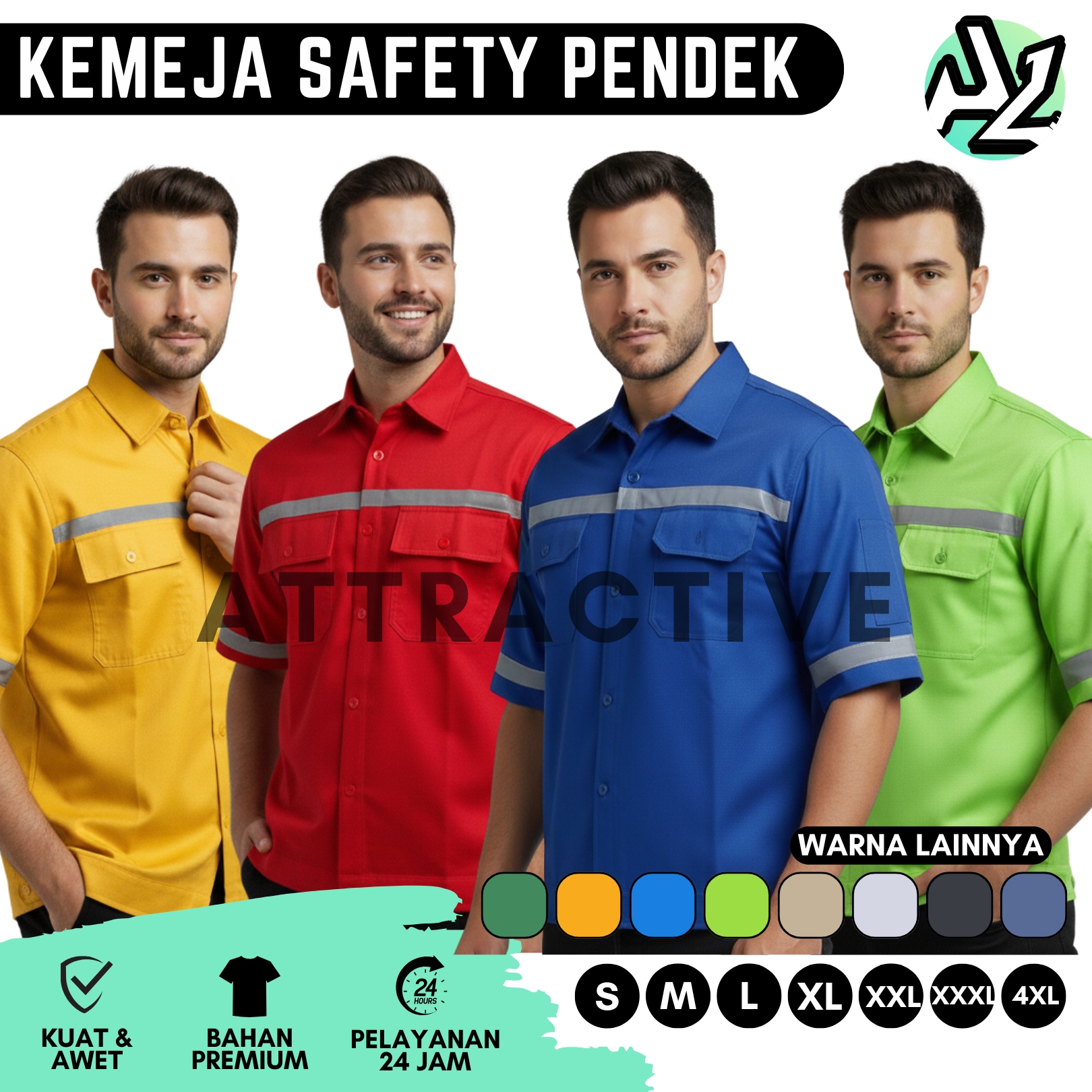 KEMEJA SAFETY LAPANGAN OUTDOOR SCOTLIGHT LENGAN PENDEK