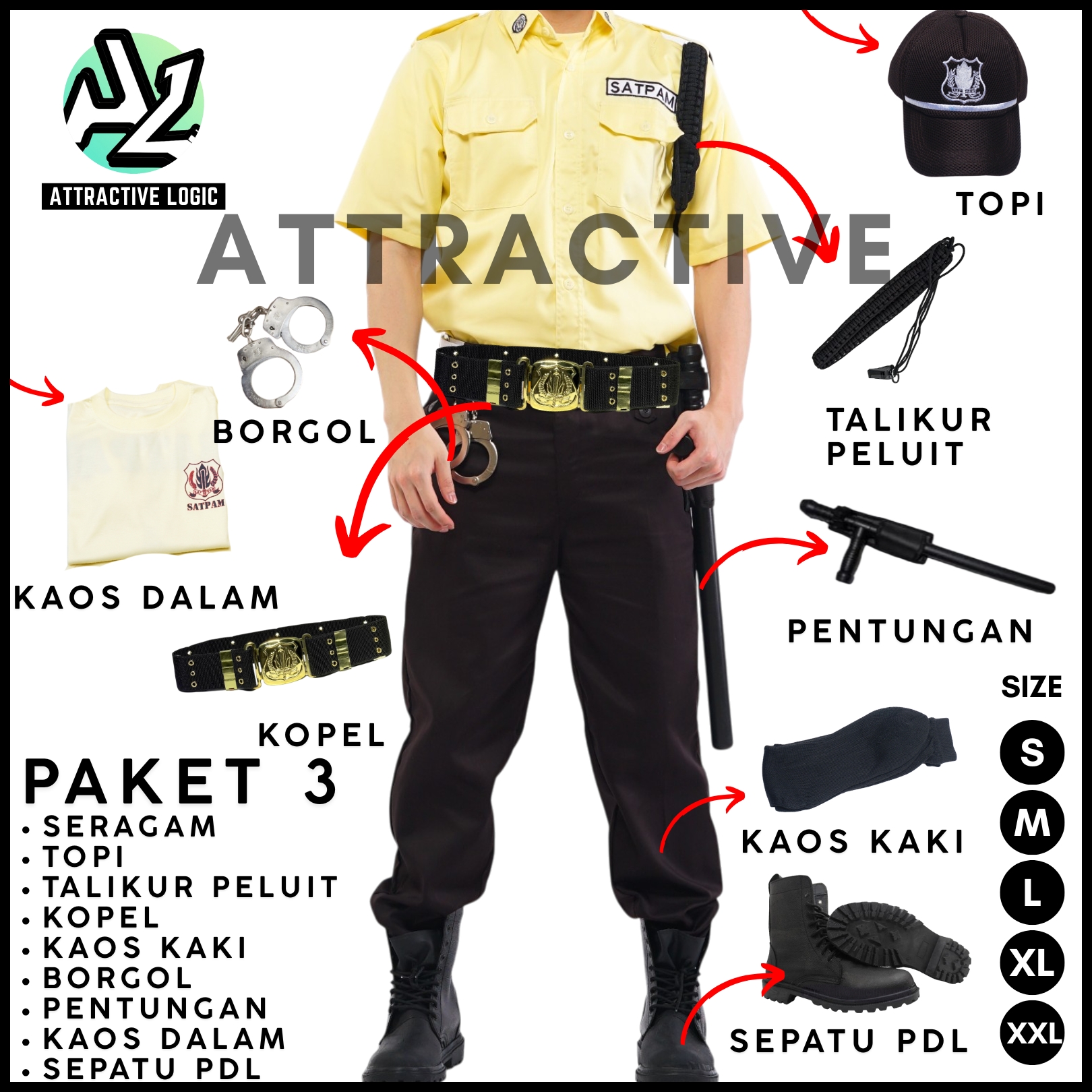 GROSIR PAKET LENGKAP SERAGAM SATPAM SECURITY PDH LENGAN PENDEK