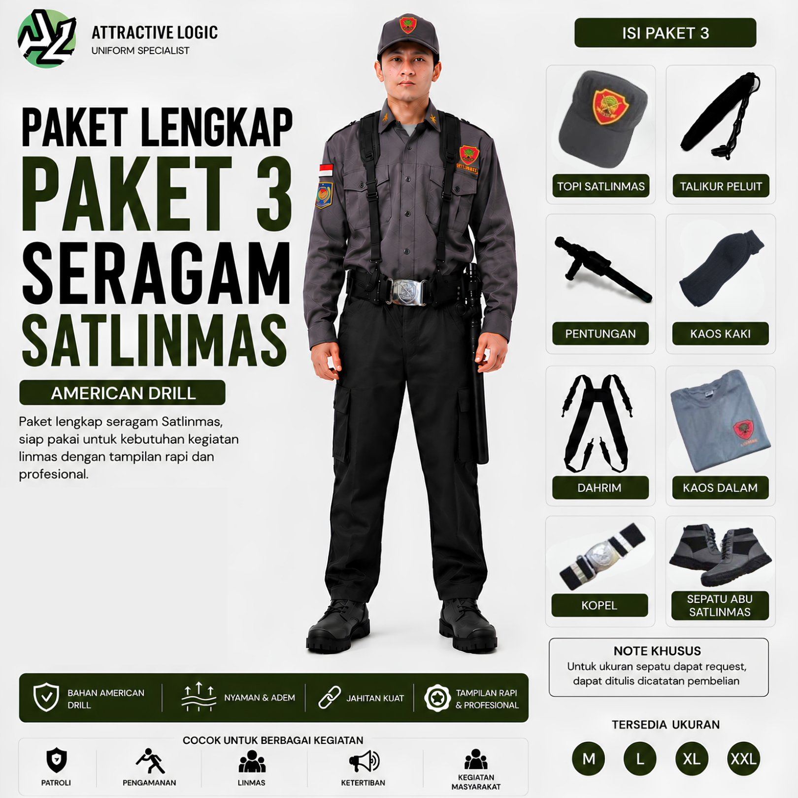 GROSIR PAKET LENGKAP SERAGAM SATLINMAS LINMAS TERBARU