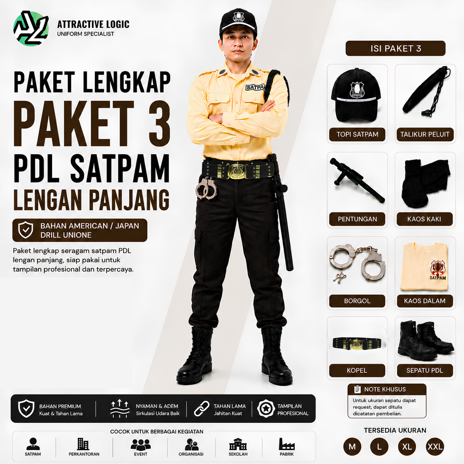 GROSIR PAKET LENGKAP SERAGAM SATPAM SECURITY PDL TERBARU