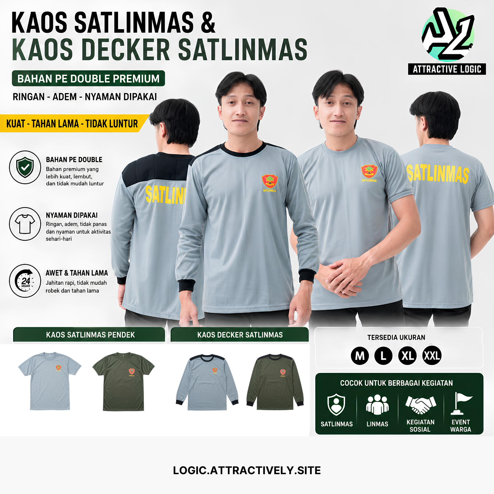 KAOS LINMAS SATLINMAS ABU PENDEK/PANJANG TERBARU
