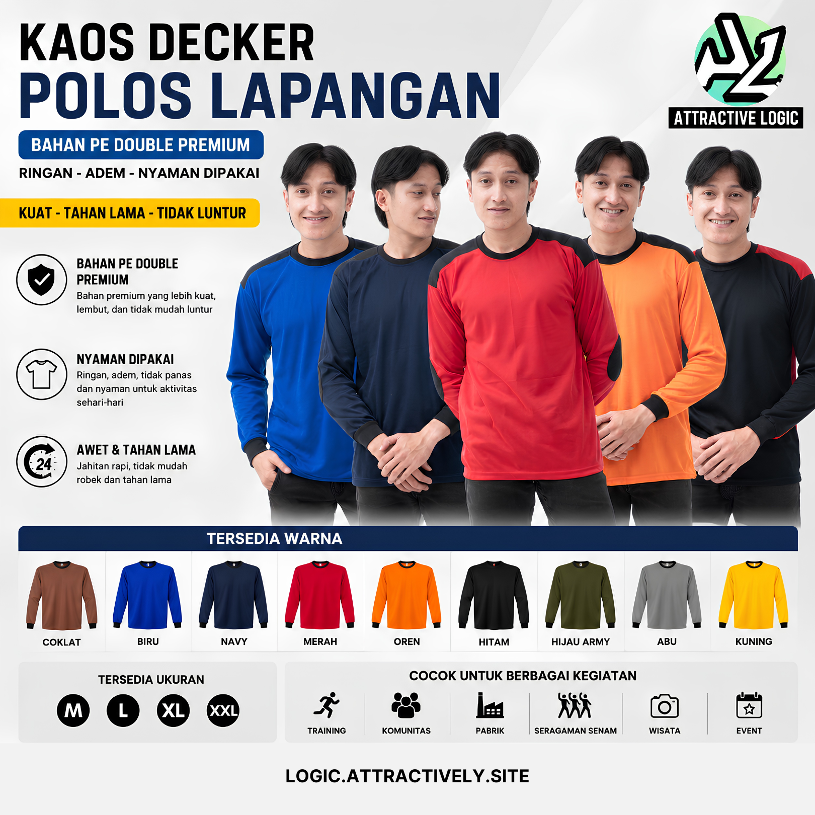 KAOS POLOS LAPANGAN DECKER TRAINING TACTICAL LENGAN PANJANG