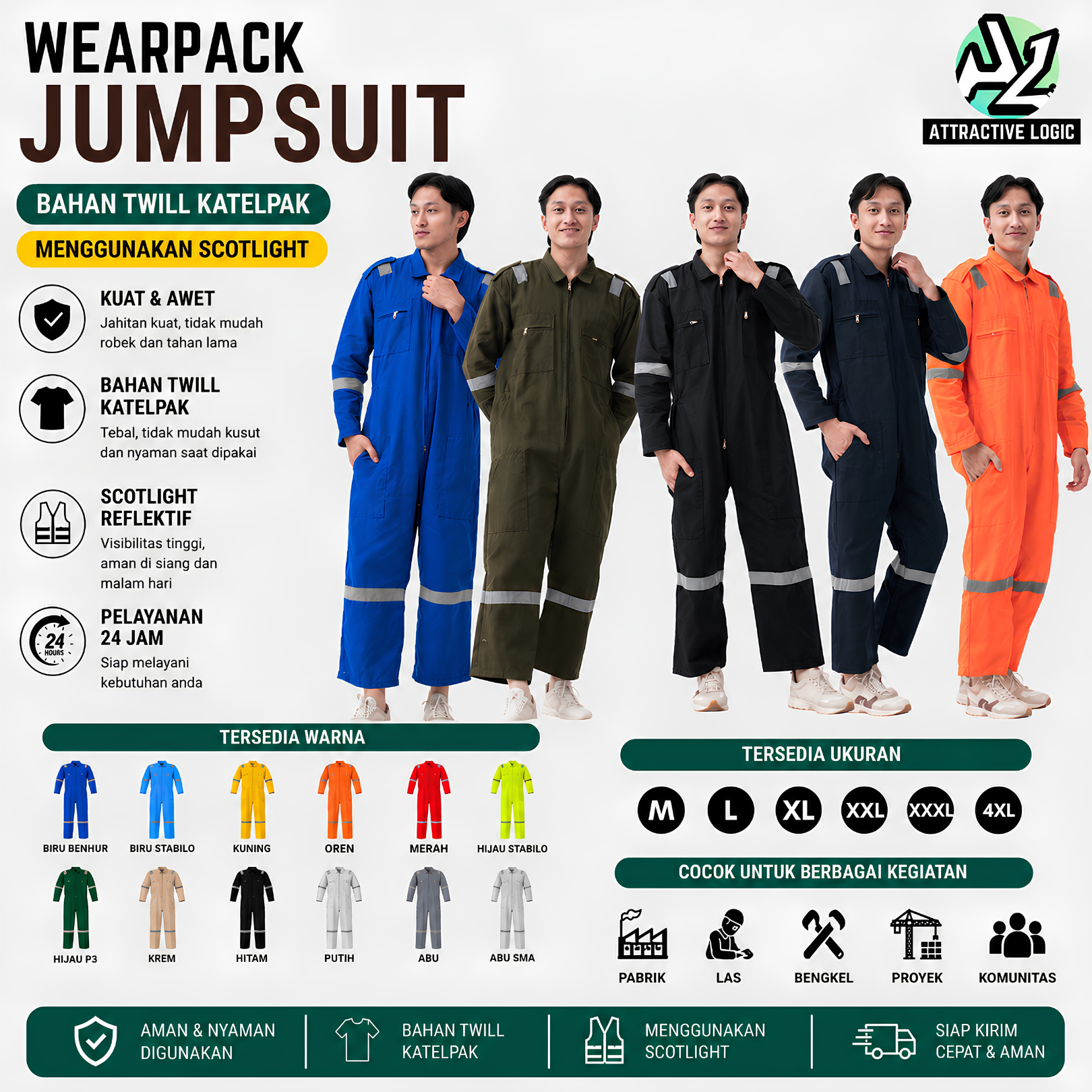 WEARPACK SAFETY KATELPAK SCOUTLIGHT COVERALL REFLEKTIF JUMPSUIT