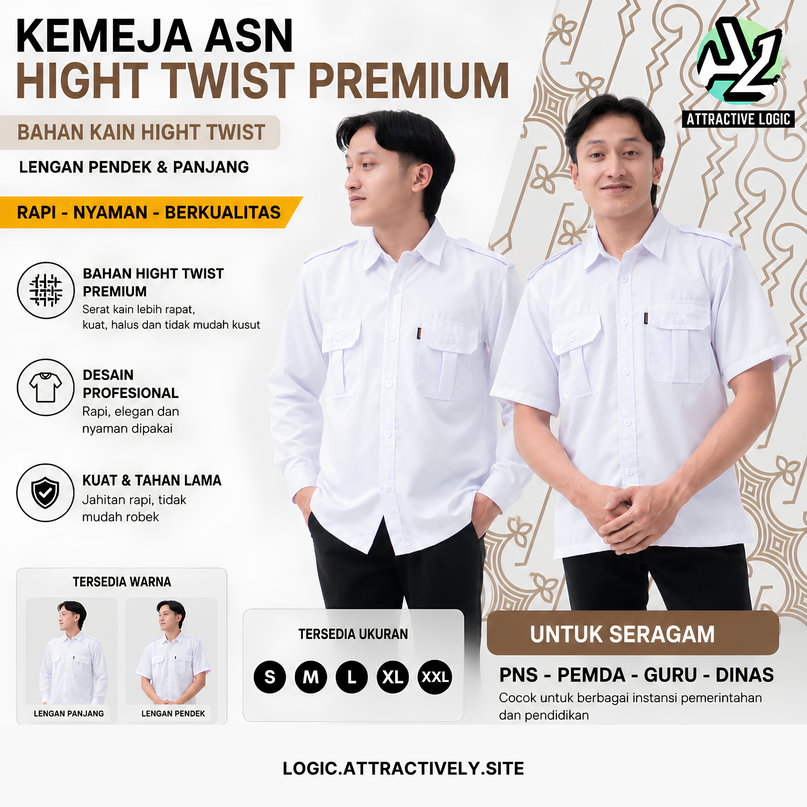 KEMEJA SERAGAM ASN PNS PDH PDL PUTIH TERBARU